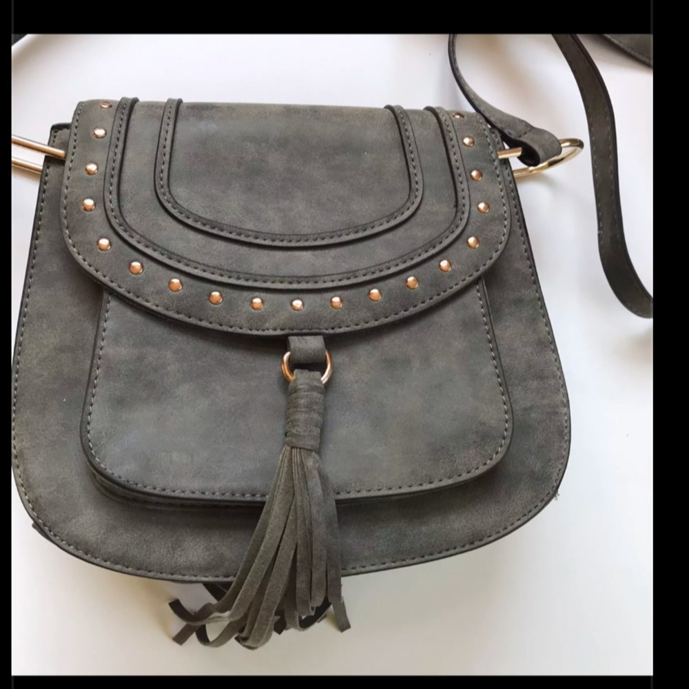 Franco Sarto Franco Sarto Faux Suede Vegan Studded Boho Tassel Crossbody - Picture 3 of 12